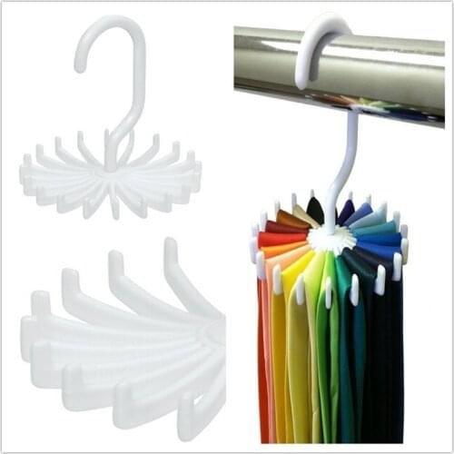 Creative Plastic Rotating Hook Tie Rack Hanger Holders Closet Clothing Storage Holder Jewelry Rack Necktie Belt Organizer