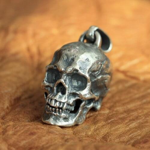 LINSION Huge Heavy Skull Pendant 925 Sterling Silver Mens Biker Rock Punk Jewelry TA177