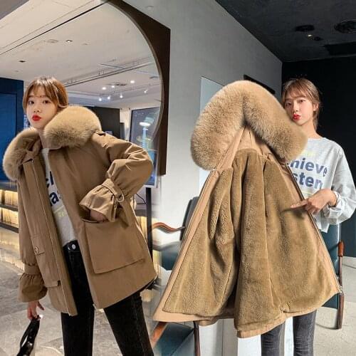 Fashion Warm Long Parkas Winter Jacket Women 2020 New Casual Fur Lining Hooded Parka Fur Collar Coat Female Plus Size Outerwear