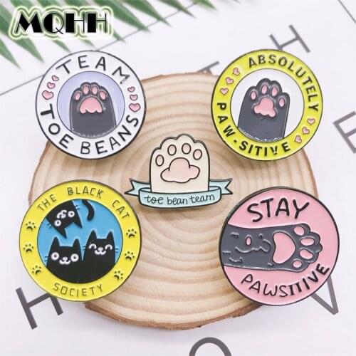 Cartoon Pink Cute Round Enamel Brooch Animal Dog Paw Love Heart Alloy Badge Clothes Bag Pin Accessories Jewelry Gift For Friends