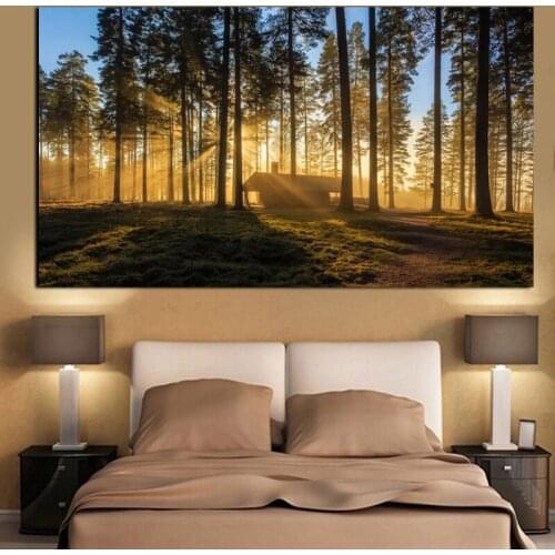 Woods Sun Kyoto Japan Posters and Prints Forest Landscape Scandinavian Canvas Painting Wall Art Picture for Living Room Cuadros
