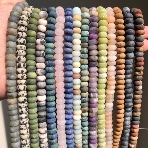 Natural Dull Polish Matte Amethysts Agates Amazonite Rondelle Loose Beads Bracelet Diy Necklace Accessories 5x8mm