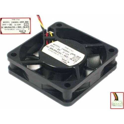 NMB-MAT 2406KL-05W-B59 L07 DC 24V 0.13A 3-Wire 60x60x15mm Server Cooling Fan