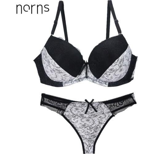 Norns Sexy Lace Bra Set For Women Push Up Bra Breathable Lingerie Top Quality Thin Underwear Colorful Plus Big Size 95DE