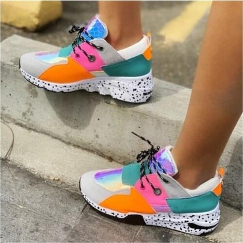 New Fashion Womens Sneakers Leopard Print Leather Thick Bottom Increased Sneakers Casual Comfortable Sports Shoes For Ladies