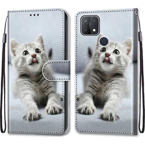 New Etui On For OPPO A15 Case Wallet Flip Leather Case For OPPOA A 15 A15s CPH2185 CPH2179 6.52 inch Cute Animal Phone Cover