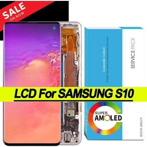 Original 6.1'' Super Amoled Display with frame for Samsung Galaxy S10 G973F/DS Full LCD Touch Screen Digitizer with Service Pack