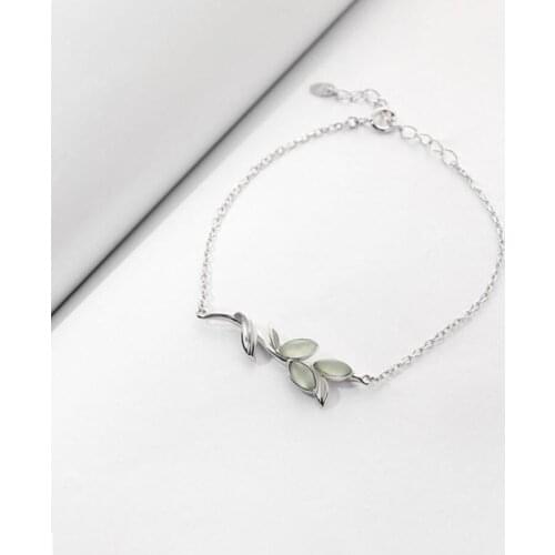 Original Design Willow Shape Fresh Student 925 Sterling Silver Literary Temperament Female Trendy Resizable Bracelets SBR070