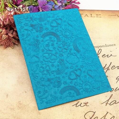 PANFELOU 12.6x17.8 Rainbow sun Embossing folders Plastic For Scrapbooking DIY Template Fondant Cake Photo Album Card Making