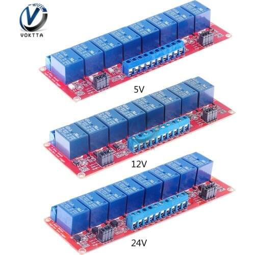 8 Channel 5V 12V 24V Relay Module Board 8 Way Relay Shield with Optocoupler Support High and Low Level Trigger for Arduino