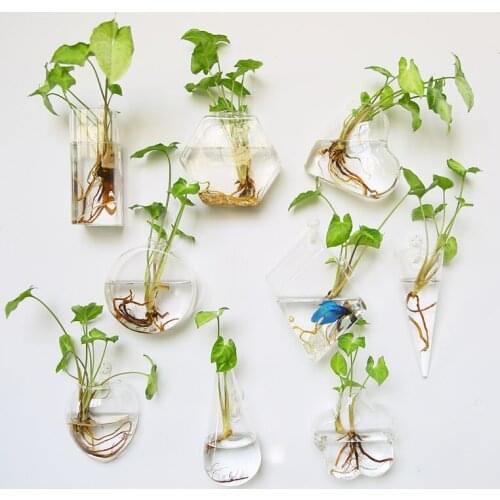 Nordic Creative Wall Hanging Glass Vase Fish Tank Suspension Type Hydroponic Flower Pot Home Decoration Living Room Ornaments