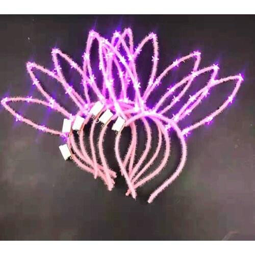 Party glow 16cm star ear light luminous rabbit ears headband led night bar concert bunny cosplay christmas headdress