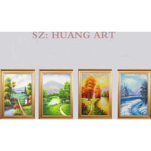 Selling hand-painted combination spring, summer, autumn and winter to create high quality hand draw 4 p to decorate household sc