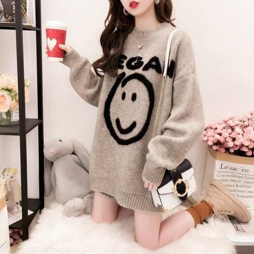Spring and Autumn New Harajuku Style Loose Base Sweater Womens Hedging Ins Sweet Girl Wild Smile Sweater Knit Sweater Women