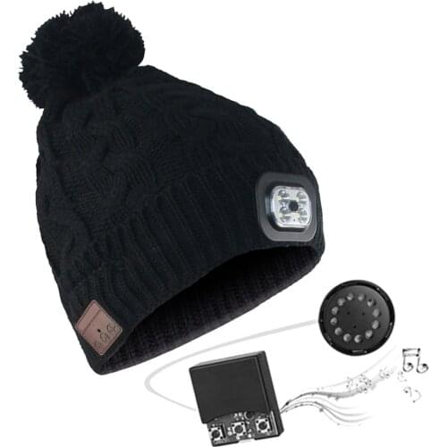 Fashion Wireless Bluetooth Beanie Hat Music Knitted Hat with Earphones Stereo Speakers and Mic Hands Free for Outdoor Sports