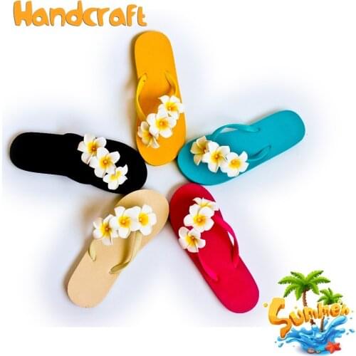 2019 Hot Fashion DIY Summer sweet Flip Flops with flower appliques Flat Sandals for casual and beach attire Slippers