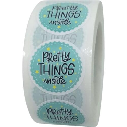 500pcs/roll Blue Pretty Things Inside Stickers Seal Sticker Roll For Envelope Labels Stickers Jewelry Box Stationery Supply Tags