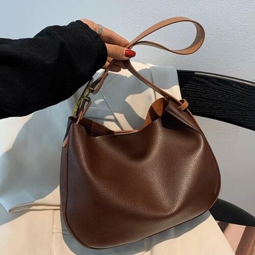 Handbag Fashion Casual Large Capacity Tote Women Vintage Leather Shoulder Bags Female Solid Hobos Bag Designer Crossbody Bag Sac
