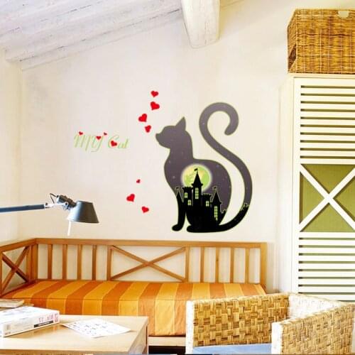 Luminous My Cat city Love Wall Sticker Glow in the dark bedroom Living Room home Decor Vinyl wall Decals Fluorescent stickers