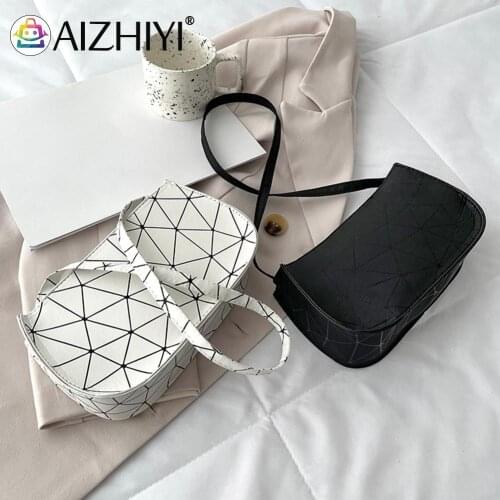 Retro Women Bag Printing PU Leather Shoulder Underarm Casual Laser Handbag Purse Vintage Underarm Top Mini Handle Bag