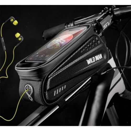 WILD MAN Bicycle Bag Frame Front Top Tube Cycling Bag Waterproof 6.5in Phone Case Touchscreen Bag MTB Pack Bike Accessories