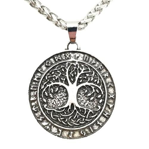 Wicca Tree Of Life Pendant Viking Runes Amulet Talisman Jewelry Necklace Goth Accessories
