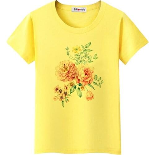 BGtomato big flowers tshirt brand new tops beautiful flowers tee shirt femme classcial t shirt women gothic haut femme harajuku