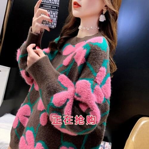 2021 Spring Autumn Woman Sweater Casual Pullover Female Painting Knitted Retro Vintage Sweater Lady Fashion Daily Streetwear Q22
