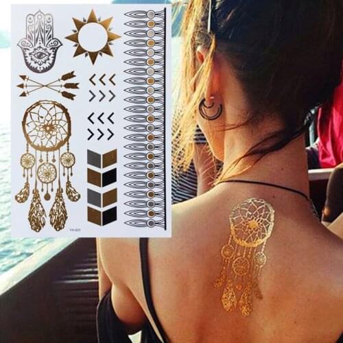 1PC Glitter Gold Temporary Tattoo Sticker Fake Tattoo Waterproof Water Tranfor Sticker Women