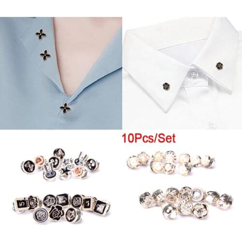 10Pcs/Set Mini Cute Pins Button Flower Pearl Rhinestones Brooch Set Collar Badge Jewelry Women Suit Sweater Lapel Pin Brooches