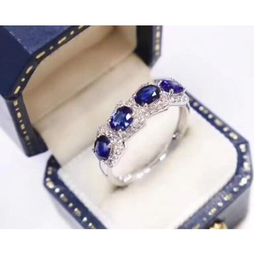 100% Real and Natural Sapphire ring 925 sterling silver Fine handworked jewelry Finger rings