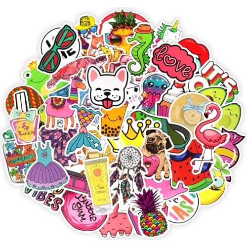 100PCS Lovely Wall Sticker Animal VSCO Girl Style Cute Waterproof Stickers for Wall Decor Mirror Fridge Children Bedroom Kettle