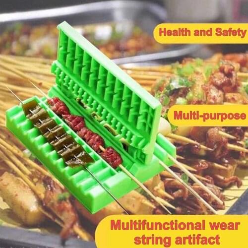 3 In 1 BBQ Meat Skewer Barbecue Stringer Box Machine Beef Pork Artifact Wear Food Meat String Device Meat Vegetables Grill Tools