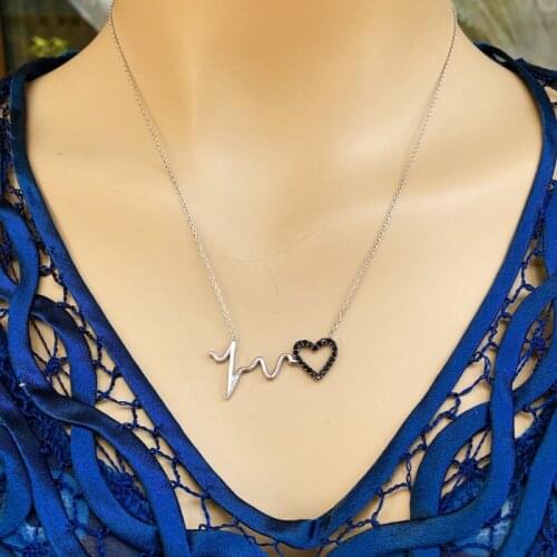 Click My Heart 925 Sterling Silver Necklace Women Girls Gift Jewelry Accessories Fashion Handmade Elegant Chain