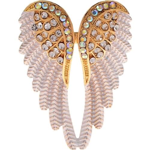 CINDY XIANG Vintage Rhinestone Angel Wings Brooch Pins 4-color 2021 Colorful Enamel Feather Archangel Wing Brooches Jewelry Gift