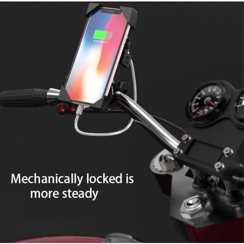 Motorcycle Mobile Phone Holder Mount Support With USB Fast 2.1A Charger 360 Degree Rotation for Moto 4-6 inch for Huawei Xiaomi