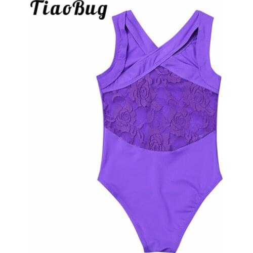 TiaoBug 2018 Popular Kids Girls Sleeveless Leotard Ballet Bodysuit Gymnastics Leotard Dress for Girls Dancewear with Lace Back