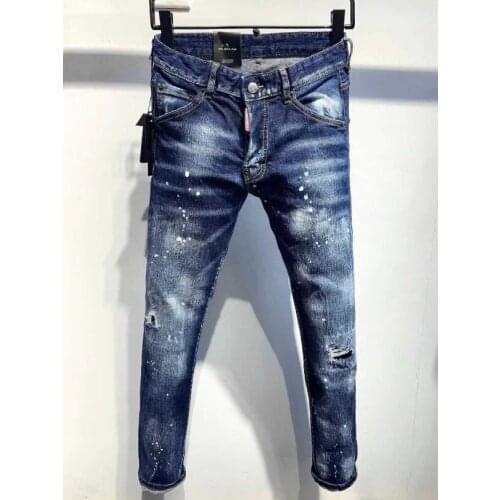 Jeans Pants Design Cool Top Jeans Men Slim Jeans Denim Trousers Blue Hole Pants Jeans For Men 9810