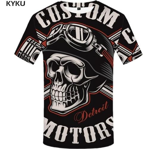 KYKU Skull T Shirt Men Black Tshirt Funny Punk Rock Clothes Military 3d Print T-shirt Hip Hop Mens Clothing Summer Streetwear