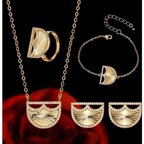 Janekelly 4pcs Bridal Zirconia Full Jewelry Sets For Women Party, Luxury Dubai Nigeria CZ Crystal Wedding Jewelry Sets