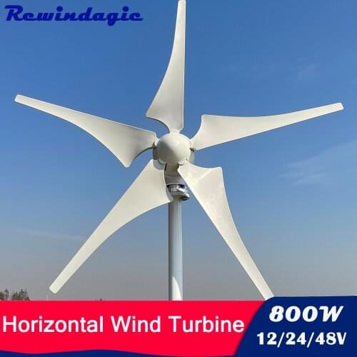 China Factory 800W Wind Turbine With 3/5 Blades 12V 24V 48V Wind Generator With Free MPPT controller For Home Use Low Wind Speed