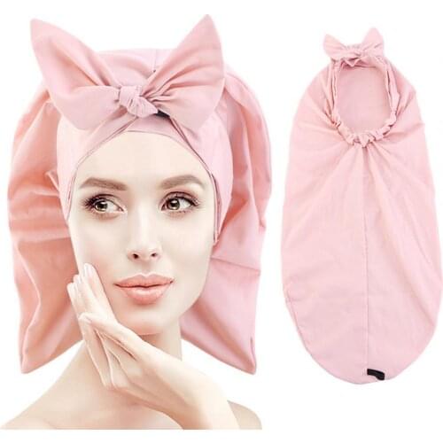 Shower Caps Full Cover Portable Polyester Hair Care Bonnet Nightcap for Trip