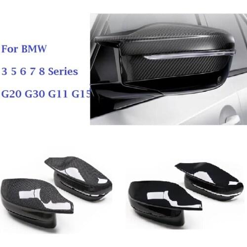 Fit For BMW 3 Series G20 4 Series G22 5 Series G30 G38 6 Series GT G32 7 Series G11 G12 Carbon Fiber Ox Horn Mirror Cover Caps