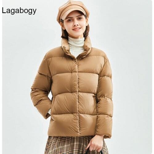Lagabogy 2021 New Winter 90% White Duck Down Jacket Women Ultra Light Coat Female Loose Windproof Warm Parkas Plus Size Outwear