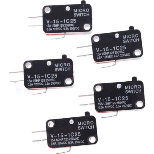 5pcs/lot 250V 16A Microwave Oven Door Arcade Cherry Push Button SPDT 1 NO 1 NC Micro Switch V-15-1C25 High Quality