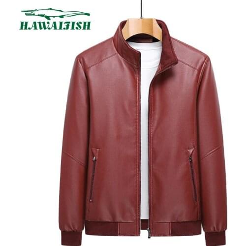Hawaifish brand mens leather jacket 2021 autumn Korean style trend casual handsome abrigo hombre high quality fashion menswear