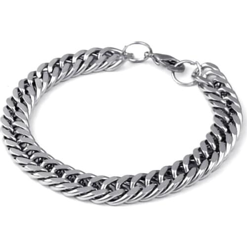 POTCET Mens Stainless Steel Cuban Chain Titanium Steel Bracelet Geometric Fashion Retro Hip Hop Party Jewelry