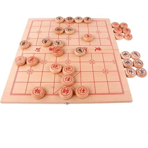 New Traditional China Chess Various sizes Beech Wood Color Piece Wooden Folding Board Portable Puzzle Chess Games Set