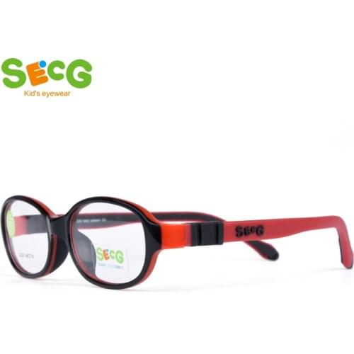SECG Solid Flexible Detachable Children Frame Transparent Round Kids Optical Glasses Frame Silicone Rubber with Strap Lunettes