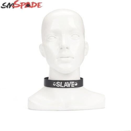 SLAVE Genuine leather collar Includes diamond decorating word sex restraint collar adult cosplay sex toy free shipping